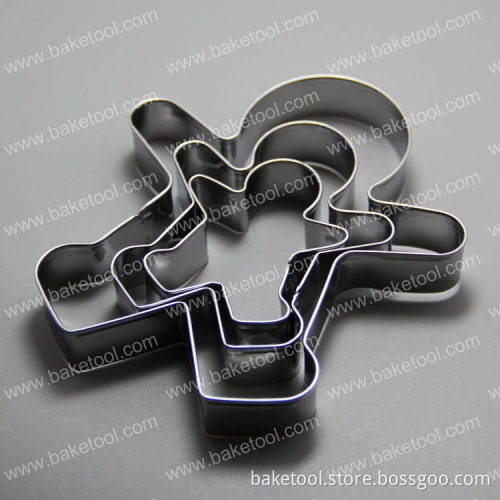 stainless steel gingerbread man cookie cutter biscuit pastry fondant cake derorating set